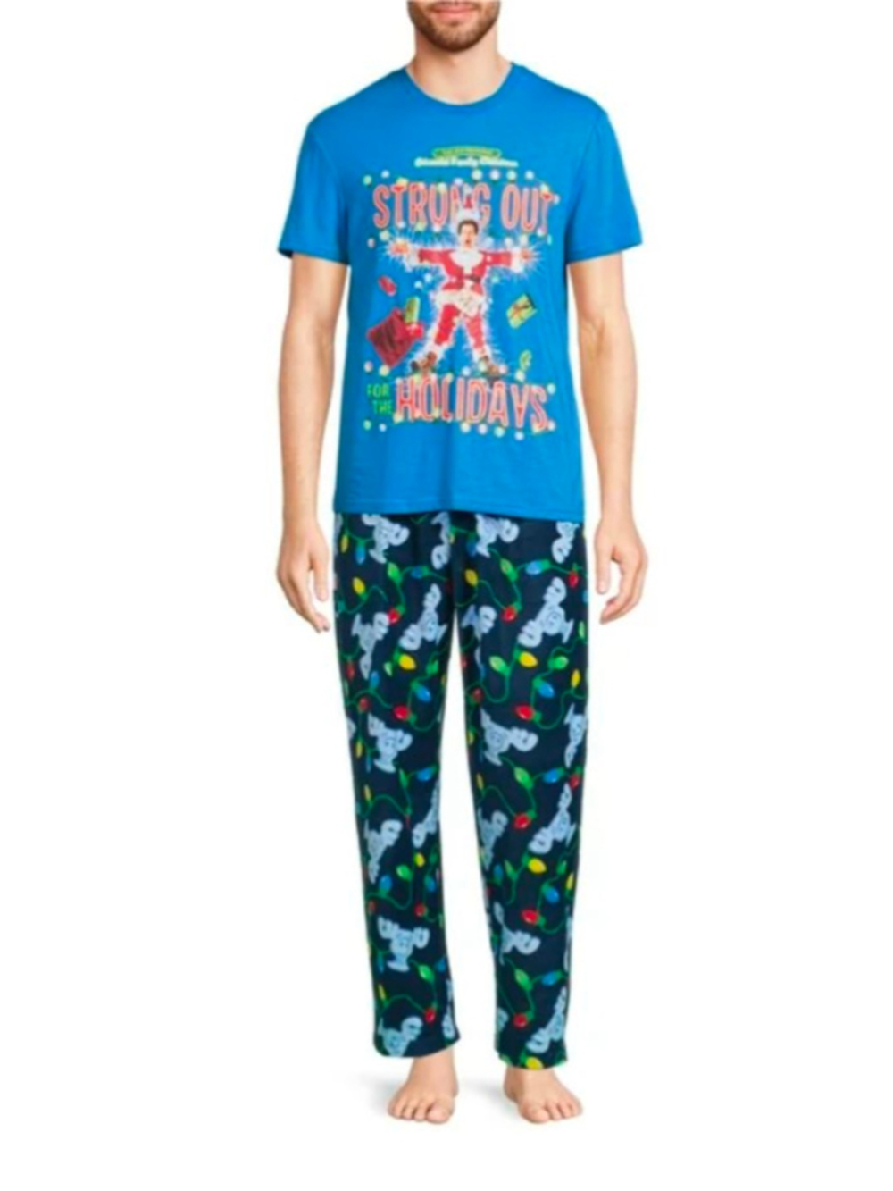 Men's National Lampoon's Christmas Vacation Pajama Set Size L Blue